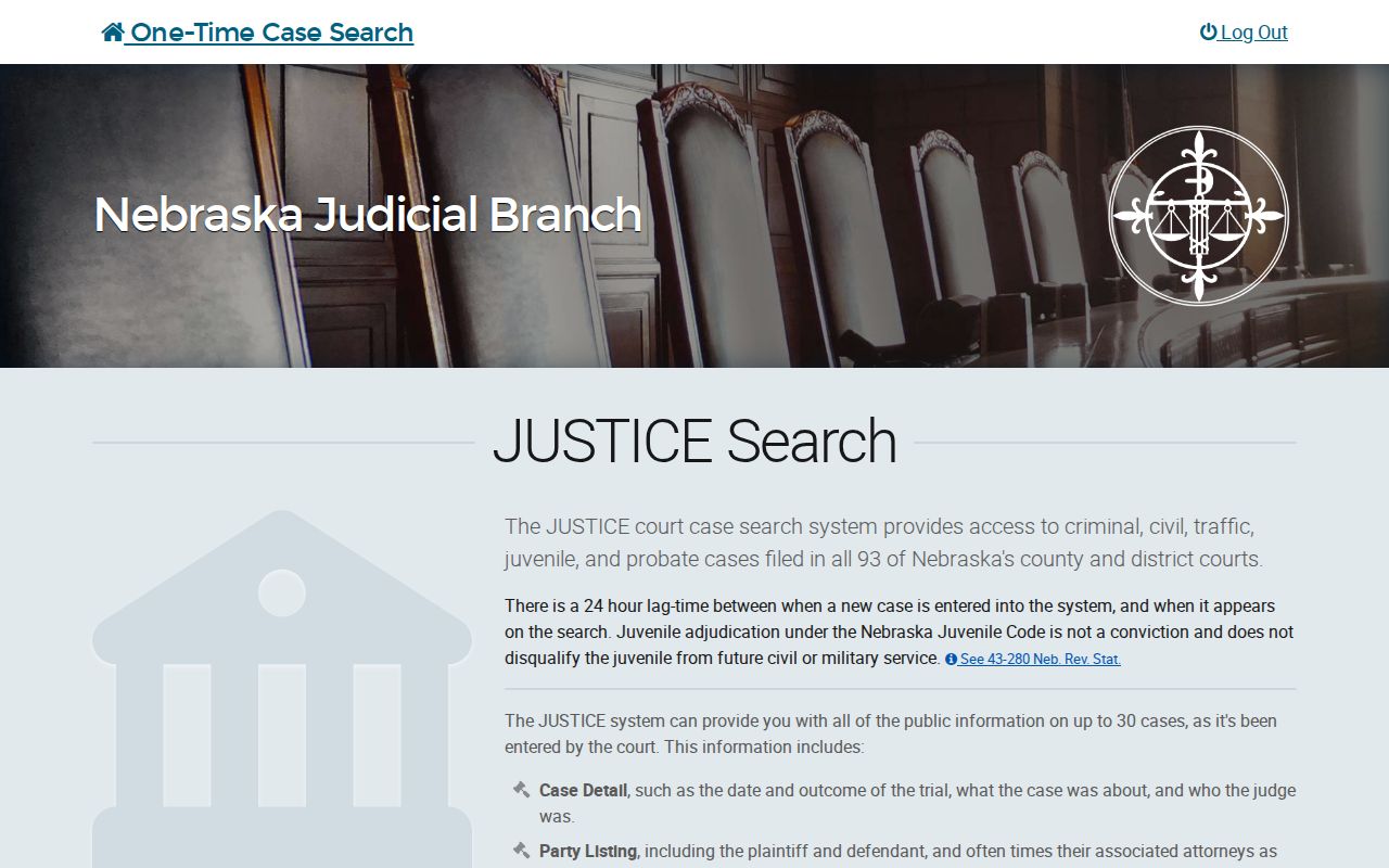 Brown County warrant check one-time Nebraska JUSTICE search notice