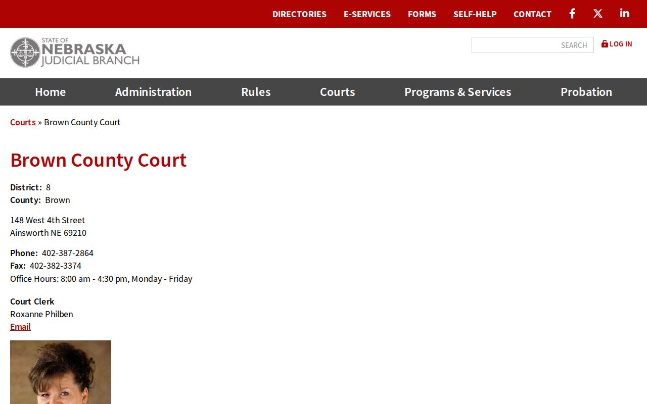Brown County warrant records county court contact page